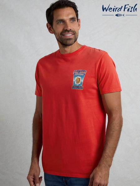 Weird Fish Red Fin Hof Heritage Wash Artist 100% Cotton T-Shirt (F90970) | €40