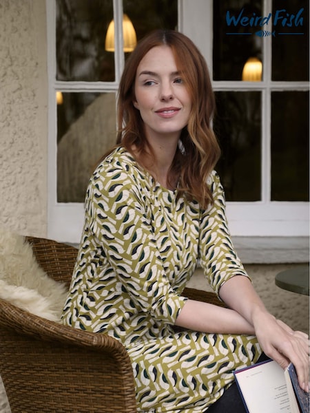 Verde deschis - Weird Fish Starshine Printed 100% Cotton Jersey Dress (F90972) | 372 LEI