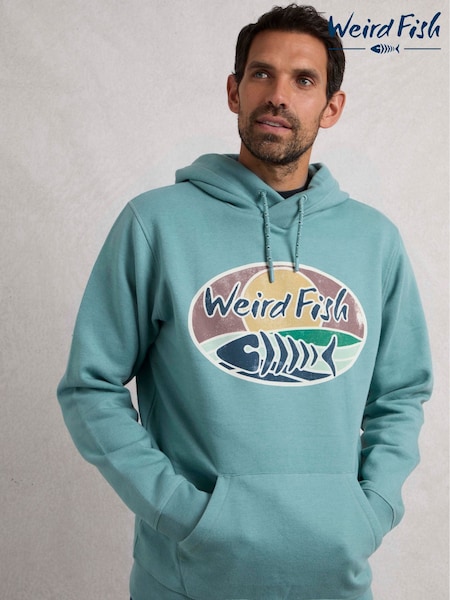 Світло-блакитний - Weird Fish Bryant Front Print Graphic Popover Hoodie (F90975) | 3 304 грн