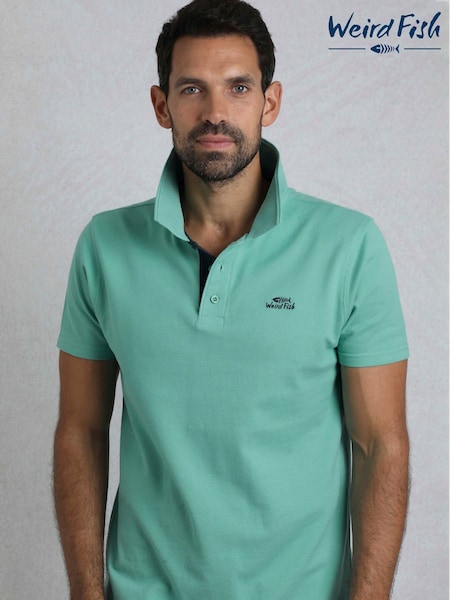 Weird Fish Blue Miles Pique 100% Cotton Polo Shirt (F90977) | AED221