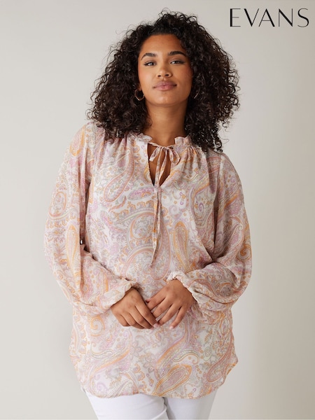 Evans Tie-Neck Long Sleeve Blouse (F90979) | 69 QAR