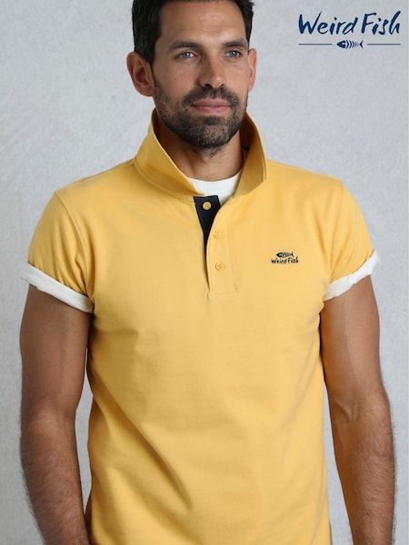 Weird Fish Yellow Miles Pique 100% Cotton Polo Shirt (F90985) | 188 QAR