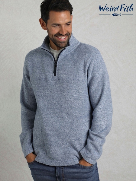 Weird Fish Blue Laramie 1/4 Zip Snow Marl Fleece (F91016) | €93