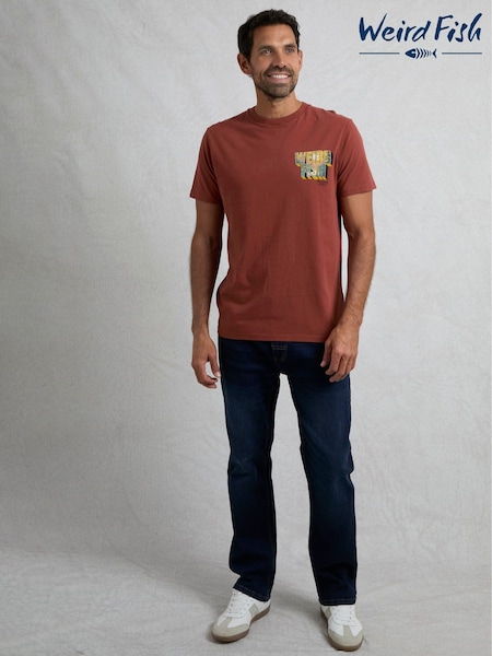 Weird Fish Red Wild Life Heritage Wash Graphic Print 100% Cotton T-Shirt (F91018) | 139 QAR