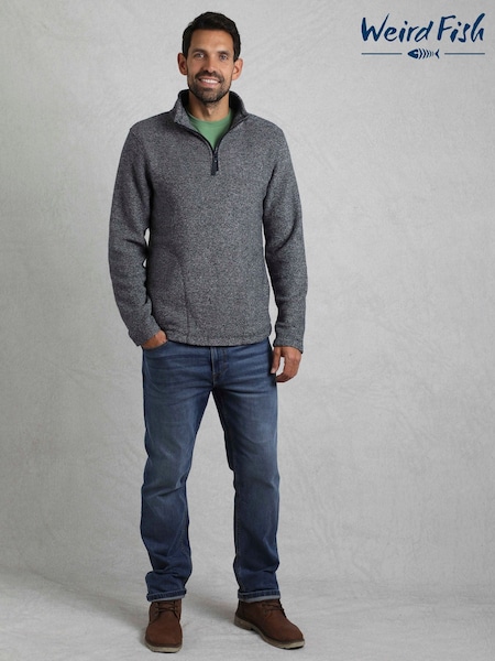 Weird Fish Grey Laramie 1/4 Zip Snow Marl Fleece (F91022) | €93