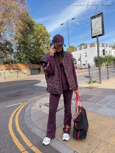 Never Fully Dressed Burgundy Embroidered Cotton Flare Leggings (F91028) | €69.50