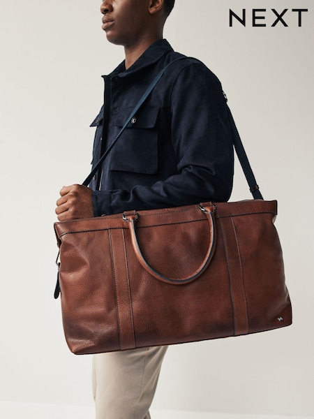 Rumenorjava/mornarsko modra - Leather Weekend Holdall Bag (F91047) | € 128