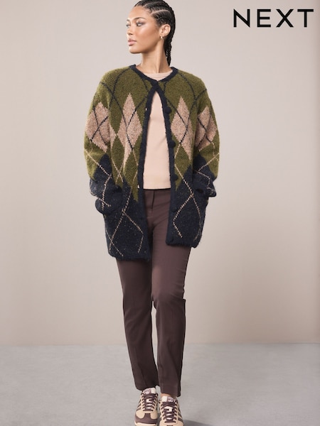 Zelena in mornarsko modra - Argyle Knitted Jacket Cardigan (F91097) | € 59