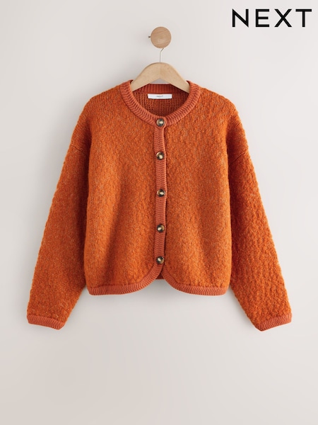 Burnt Orange Textured Knitted Jacket With Wool (F91101) | €67