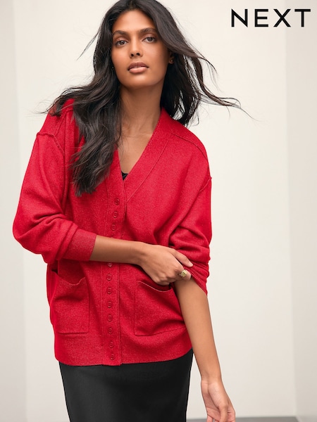 Red Supersoft V-Neck Cardigan With Pockets (F91106) | €43.50