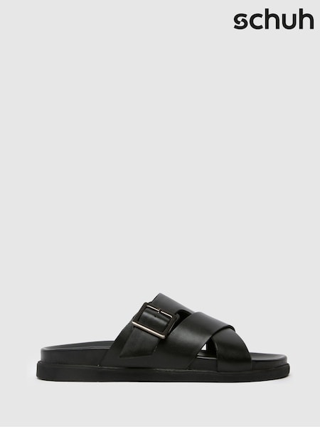Negru - Schuh Summit Leather Black Sandals (F91151) | 335 LEI