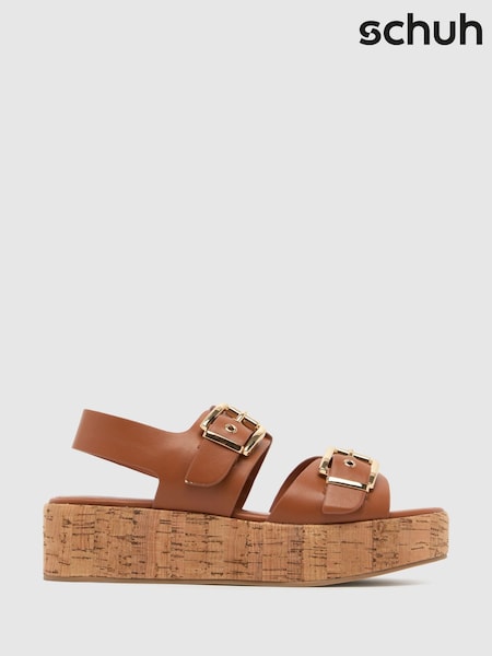 Schuh Valora Cork Flatform Brown Sandals (F91201) | €58