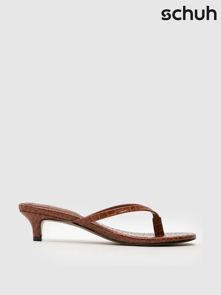 Коричневый - Schuh Sunnie Toe Post Kitten Black Sandals (F91207) | €45