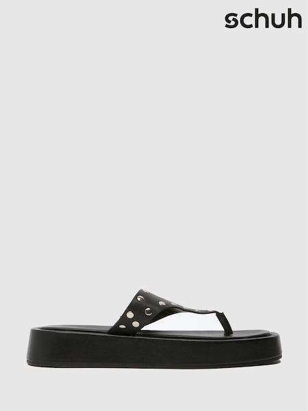 Toryn Stud Toe Post Black Sandals (F91225) | €58