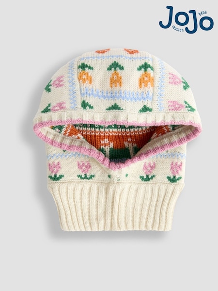 JoJo Maman Bébé Cream Floral Knitted Balaclava (F91274) | €23.50