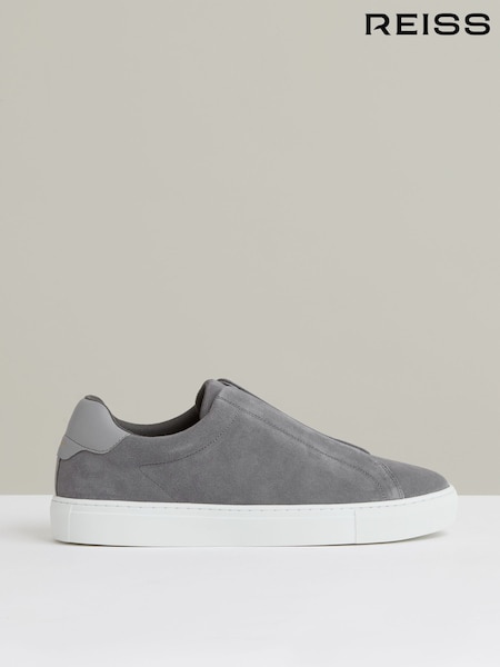 Reiss Grey Emil Suede Slip-Ons Elasticated Trainers (F91371) | €195