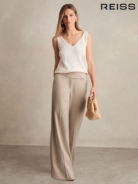 Reiss Neutral Delilah Lyocell-Linen Wide-Leg Trousers (F91375) | €220