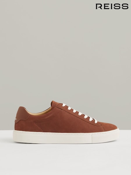 Brickwood Red - Reiss Finley Nubuck Nubuck Leather Low-Top Trainers (F91389) | 1,139 LEI
