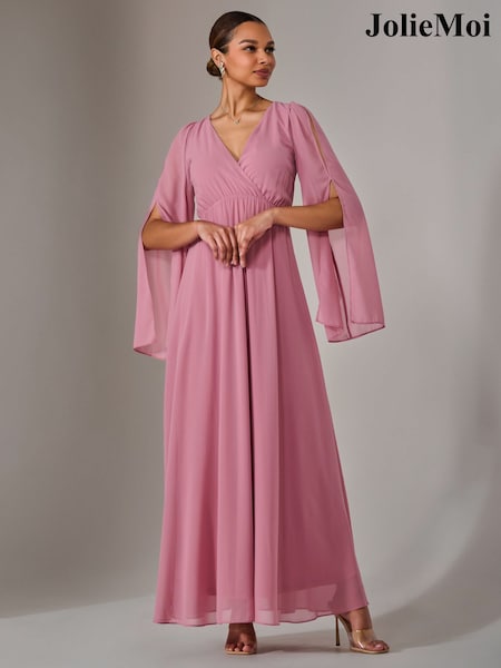 Jolie Moi Pink Chiffon Cap Sleeve Maxi Dress (F91409) | €106