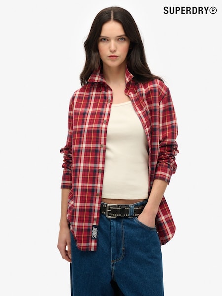 Червоний - Superdry Oversized Vintage картатий сорочки (F91489) | 2 704 грн