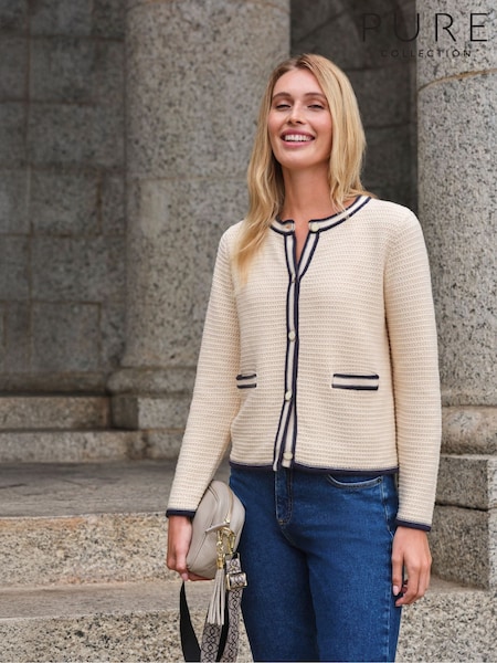 Pure Collection Easy Fit Cream Stitch Interest 100% Cotton Jacket (F91494) | €126