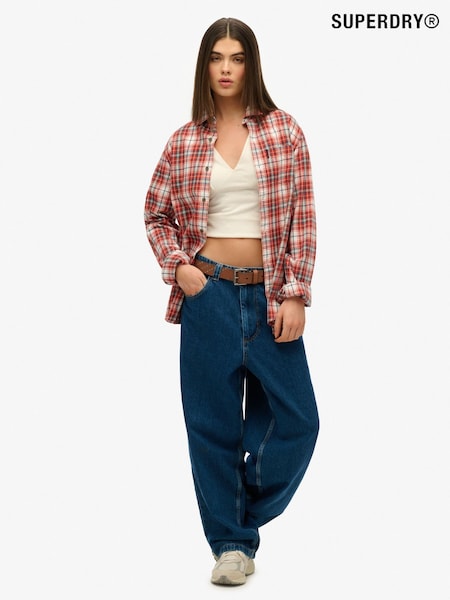 Superdry White Oversized Vintage Check Shirt (F91499) | R$ 445