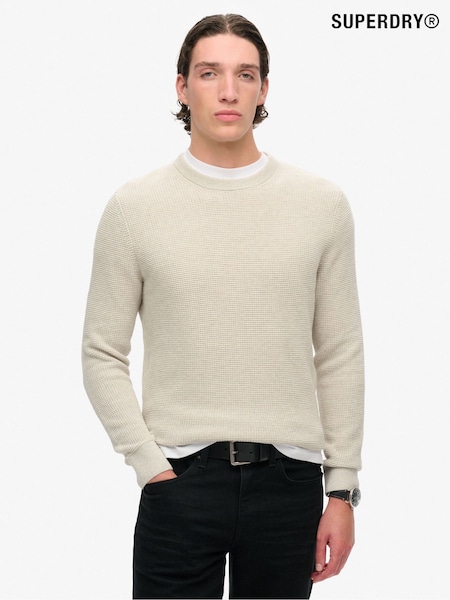 Superdry Grey Textured Crew Knitted 100% Cotton Jumper (F91502) | R$ 590