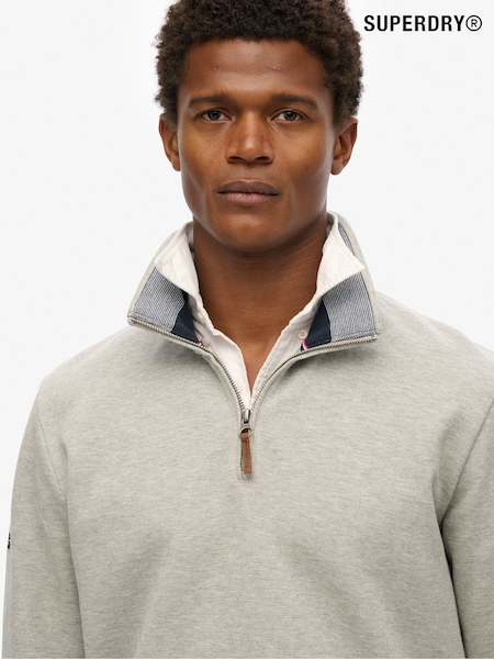 Superdry Grey Core Pique Henley Sweatshirt (F91508) | R$ 590
