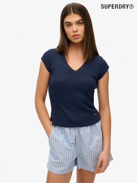 Superdry Light Blue 100% Cotton Essential Square Neck Short Sleeve T-Shirt (F91536) | €25