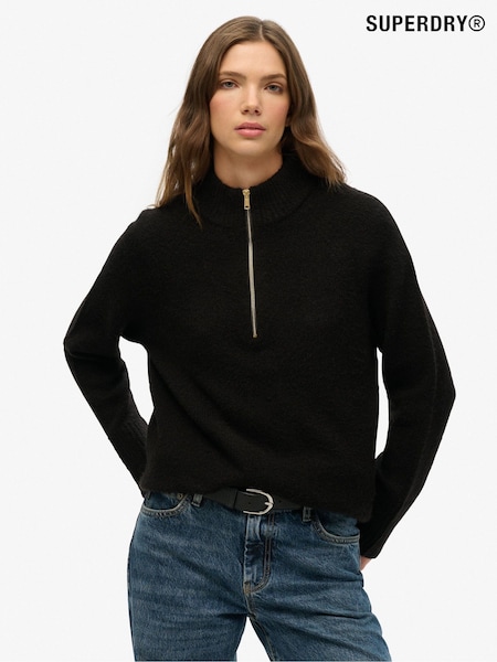 Superdry Black Brushed Half Zip Jumper (F91544) | €87