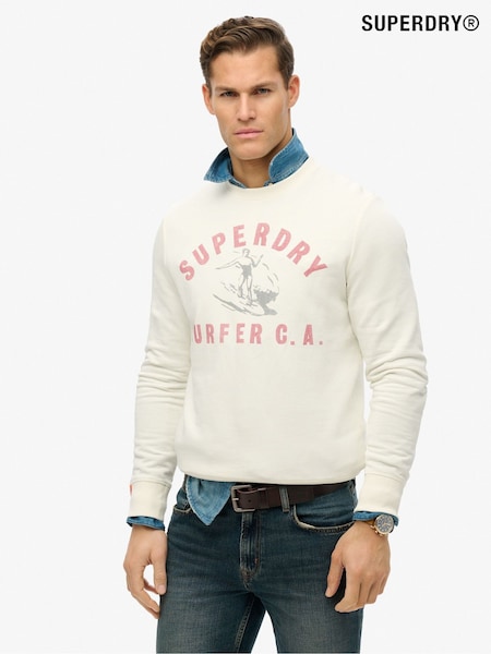 Superdry Cream Lo-Fi Outdoors Relaxed Crew 100% Cotton Sweatshirt (F91548) | R$ 495