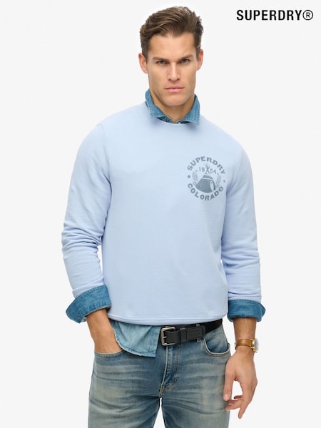 Superdry Blue Lo-Fi Outdoor Mono Relaxed Crew 100% Cotton Sweatshirt (F91553) | €76