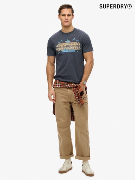 Superdry Grey Rock Band Logo Relaxed 100% Cotton T-Shirt (F91563) | R$ 295