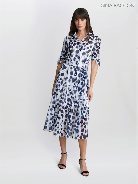 Gina Bacconi Blue Adrienne Shirt Dress (F91608) | 693 QAR