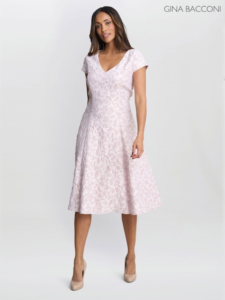 Gina Bacconi Purple Daphnie Jacquard Dress (F91612) | 1,480 QAR