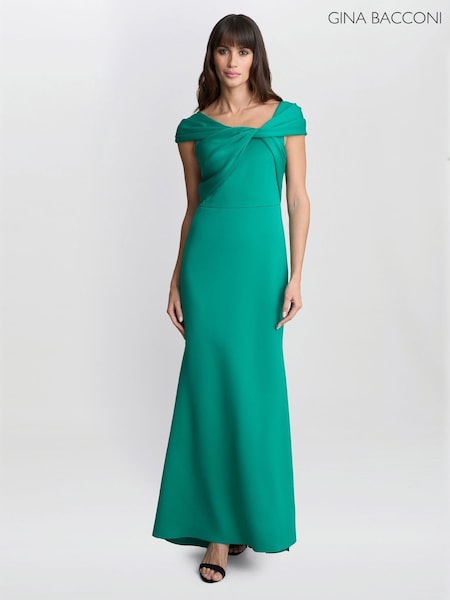 Gina Bacconi Green Willow Twist Knot Maxi Dress (F91619) | €441