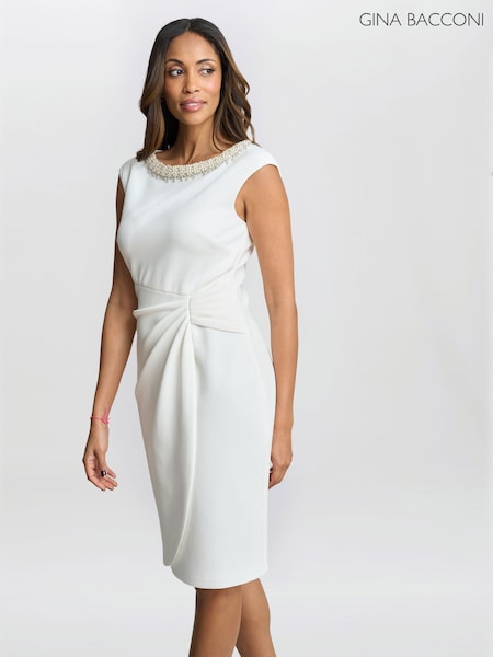Gina Bacconi Sansa Wrap Dress With Beaded Neck (F91625) | €318