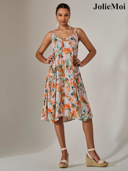 Jolie Moi Light Natural A-Line Pocket Smock Dress (F91702) | ₪352