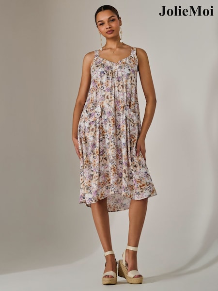Jolie Moi Natural A-Line Pocket Smock Dress (F91707) | ₪352
