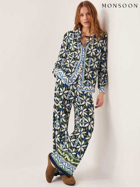 Monsoon Nikita Floral Jersey Wide Leg Trousers (F91738) | ‏297‏₪