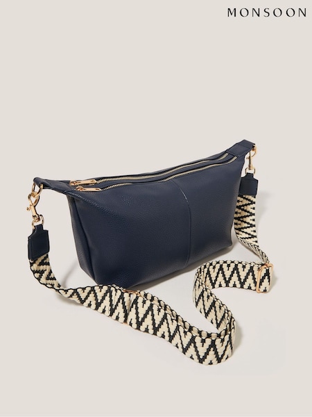Monsoon Blue Double Zip Sling Cross-Body Bag (F91742) | ₪196