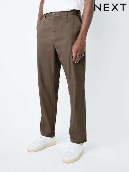 Light Brown Regular Tapered Fit Stretch Chinos Trousers (F91749) | €29