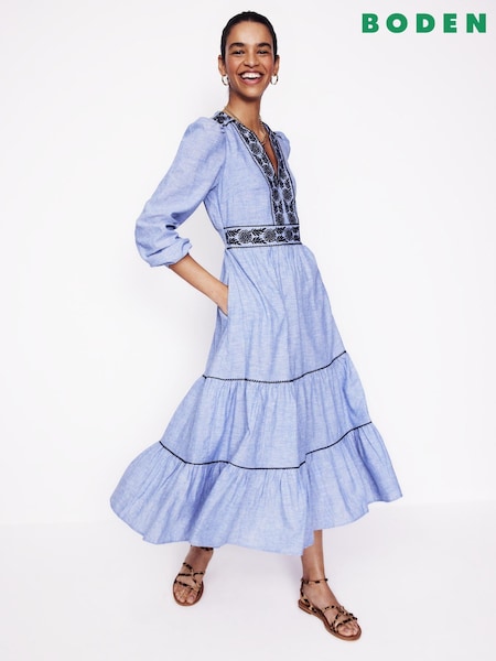 Boden Blue Violet Blend Midi Dress (F91792) | €186