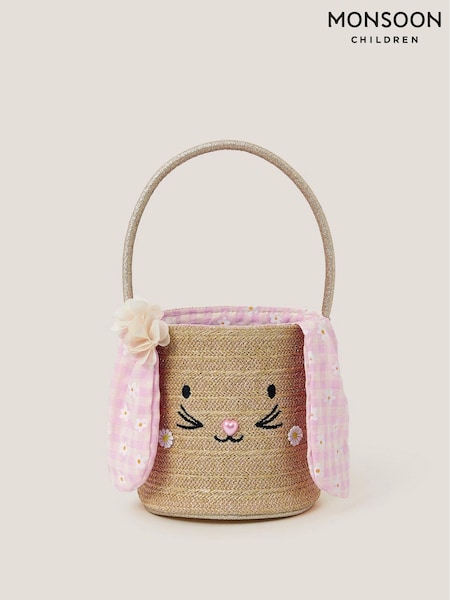 Monsoon Natural Bunny Gingham Basket Bag (F91833) | €19