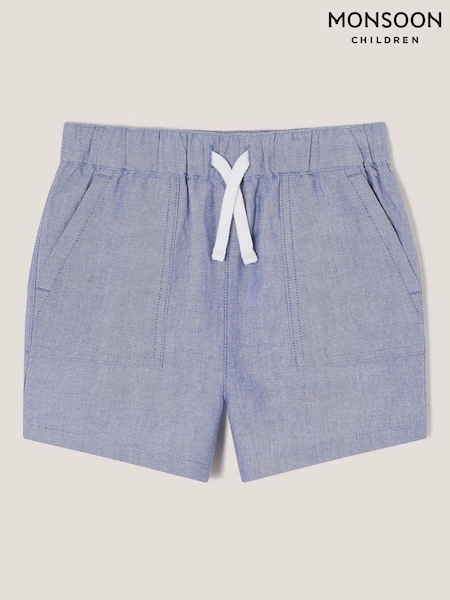 Monsoon Blue Chambray Drawstring 100% Cotton Shorts (F91849) | 1,322 UAH - 1,442 UAH