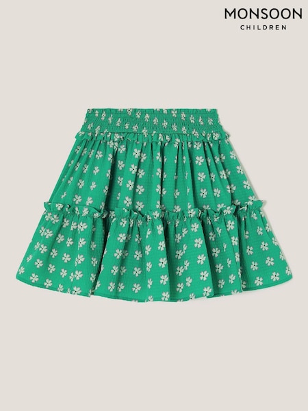 Monsoon Green Floral Print Frill Skirt (F91850) | €33 - €38