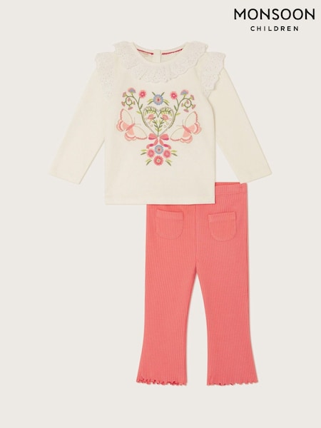 Monsoon Natural Baby Broderie Embroidered Top and Leggings Set (F91851) | AED185 - AED199