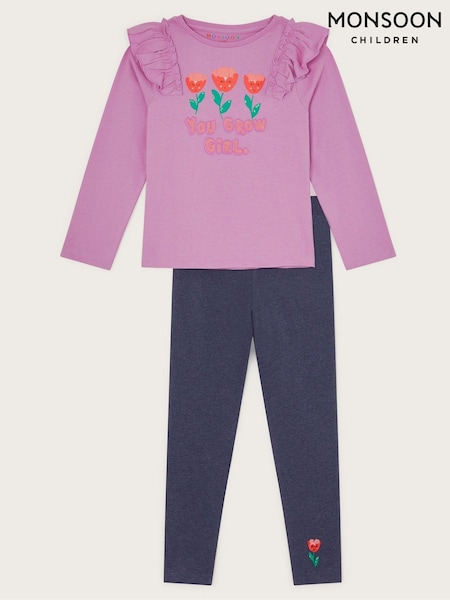 Monsoon Purple You Grow Girl Top and Leggings Set (F91867) | AED199 - AED227
