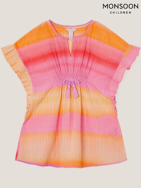 Monsoon Orange Glitter Ombré 100% Cotton Kaftan (F91894) | $61 - $71