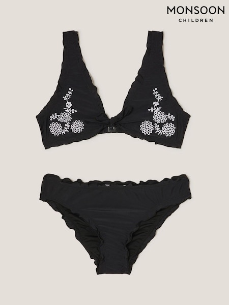 Monsoon Black Embroidered Frill Bikinis Set (F91898) | ₪101 - ₪111